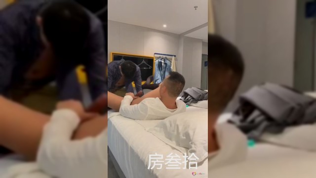 Two Young Muscular Men Share a Private Moment in the Hotel Room