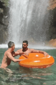 Two Prime-Age Athletic Men in a Private Outdoor Setting Encounter