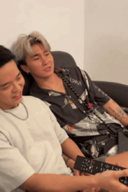 Three Young Muscular Men in an Intimate Hotel Room Scene